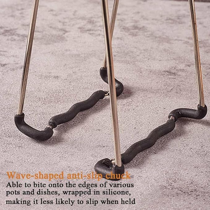 2 PCS Stainless Steel Hot Bowl Clip,Stainless Steel Bowl Lifter Clips,Multifunction with Plastic Handle Foldable Bowl Clip Kitchen Tools Cooking Tongs Ideal to Hold Dishes, Bowls, Pans and More