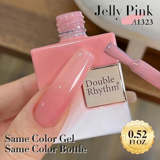 Double Rhythm Translucent Gel Polish Sheer Neutral Natural Light Milky Same Color Same Bottle 15ML Jelly Nail Polish Nail Art DIY at Home (Pink Clear-A1323)-BrightBean Baby