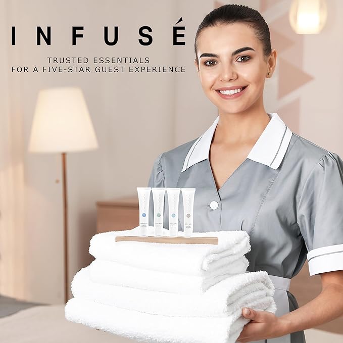 Infuse White Tea & Coconut Hotel Toiletries Bulk Set | 1-Shoppe Amenities Kit | 1oz Shampoo & Conditioner, Body Wash, Lotion | Travel Size | 80 Pieces-BrightBean Baby