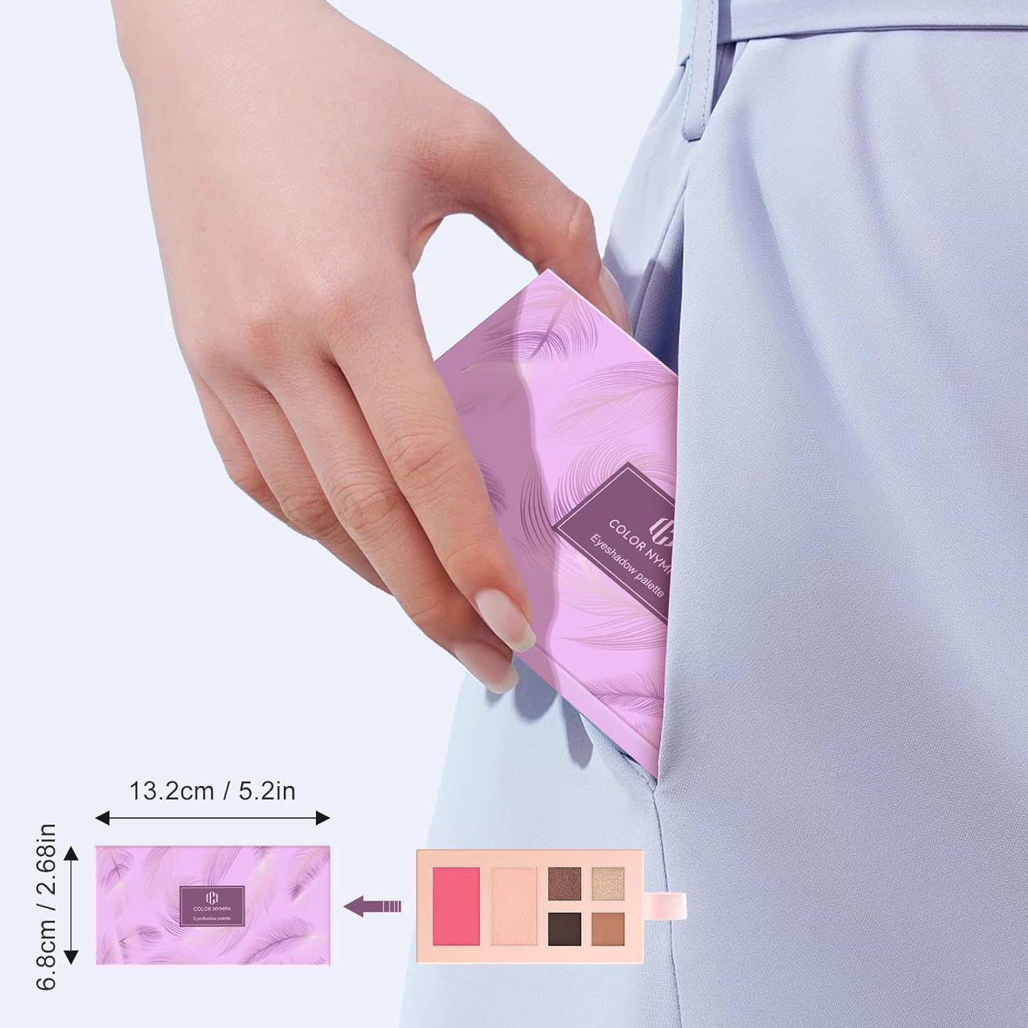 Color Nymph Small Makeup Palette Set for Face | Cosmetics Gift Set for Women & Girls | 12 Colors Eyeshadow, Blush, Highlighter, Contour Powder, Lip Gloss & Brush Kit | Travel-Friendly (Purple)-BrightBean Baby