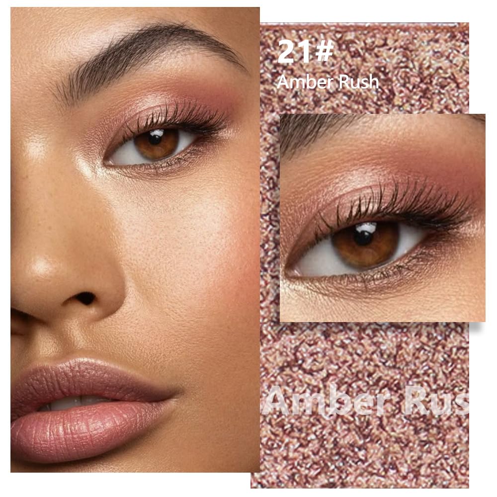 Glittler Singe Eye Shadow Palette Makeup, Amber Rush Brown Sparkle Monochrome Eyeshadow, Mini Singe Pressed Pigmented Waterproof Sombras Para Ojos, Vegan, Talc, Paraben & Cruelty Free, 21-BrightBean Baby