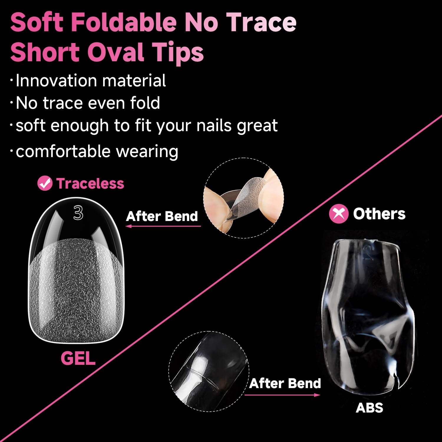 UNA GELLA Oval Gel Nail Tips, 312 Pcs Short Oval Round Nails Pre-Etched Half Matte Clear Acrylic Full Cover Press on Fake Nails No Filing Needed for DIY & Nail Extensions 12 Sizes-BrightBean Baby