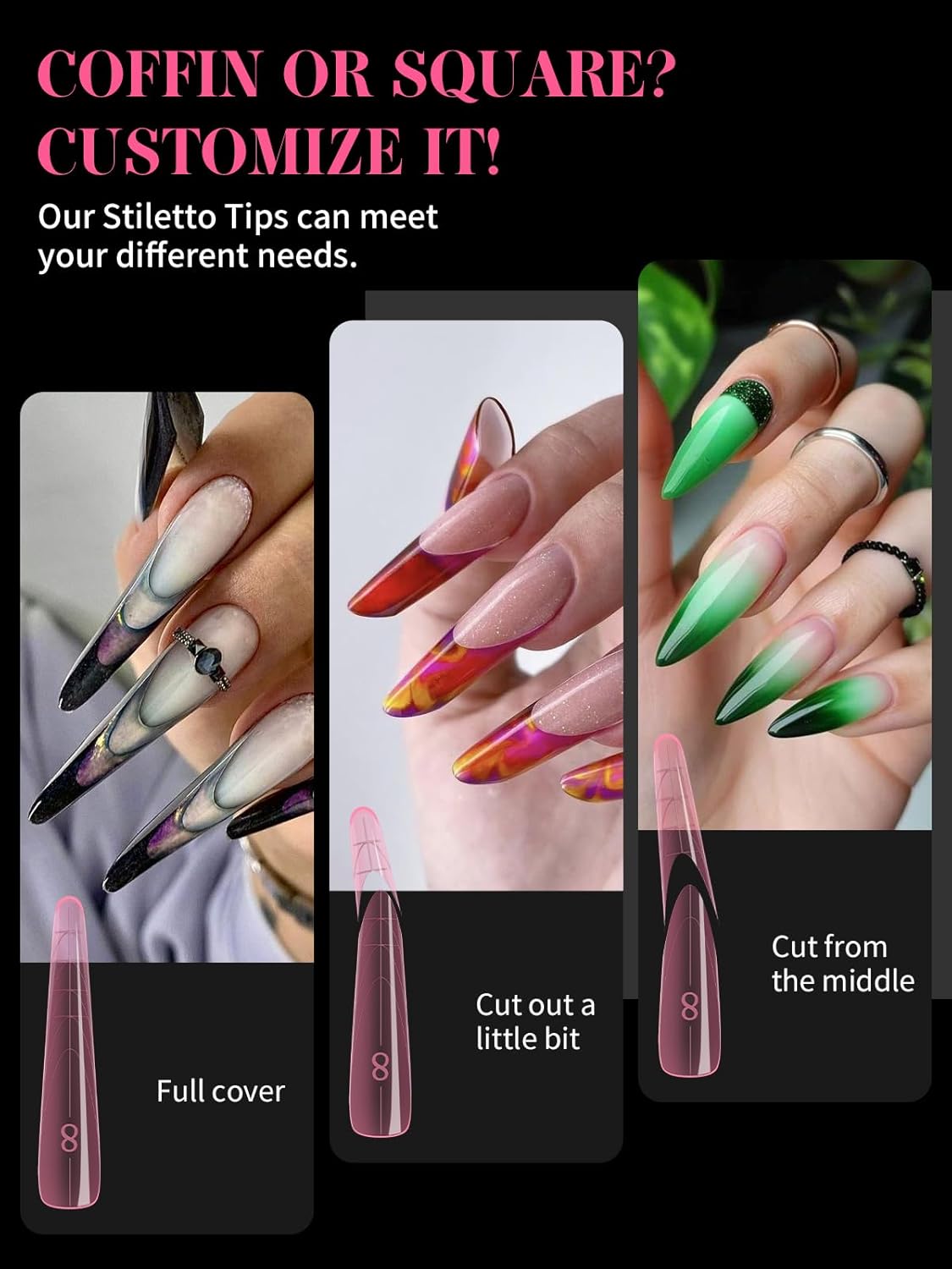 EBANKU Dual Nail Forms for Poly Extension Gel, 150 PCS Pink Nail Molds Reusable 15 Sizes Nail Extension Forms for Builder Gel Manicure Design Salon DIY-BrightBean Baby