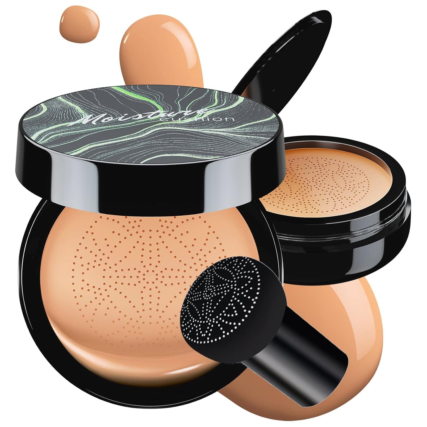 Mushroom Head Air Cushion CC Cream - BB Cream Foundation Makeup Moisturizing Concealer Long-Lasting, Cushion Foundation Full Coverage Self Adjusting for Mature Skin & All Skin Types （Medium Deep)-BrightBean Baby