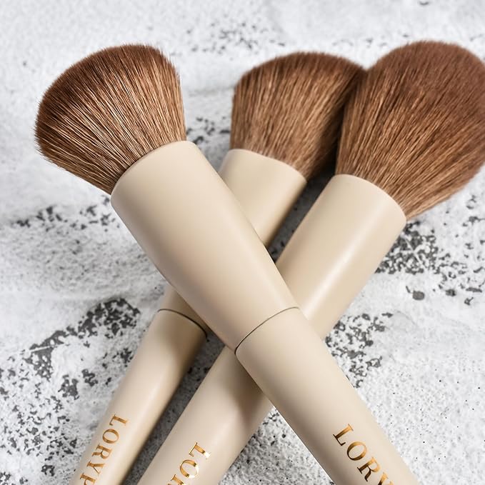 LORYP 18 Piece Makeup Brushes Set Labeled Face and Eye Brush Set Complete with Foundation, Concealer, Contour, Blending, Blush, Eyeshadow Brushes with Travel Holder Case-BrightBean Baby