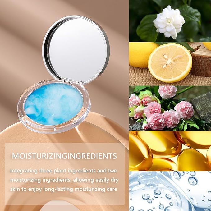 Chillab Lavender Matte Powder,Oil Control Face Pressed Powder Face Setting Powder with Mini Powder Puff for Silky Flawless Long-Lasting Lightweight Skin-friendly Face Cosmetics (Floating Cloud)-BrightBean Baby
