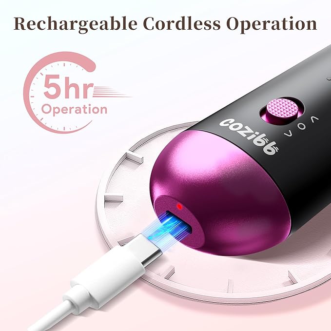 Electric Nail Drill, 8-in-1 Cordless Electric Nail File with LED Light, 5 Speeds Rechargeable Manicure and Pedicure Kit Hand Foot Care Tool for Nail Grinder Trim Polish for Women Baby-BrightBean Baby