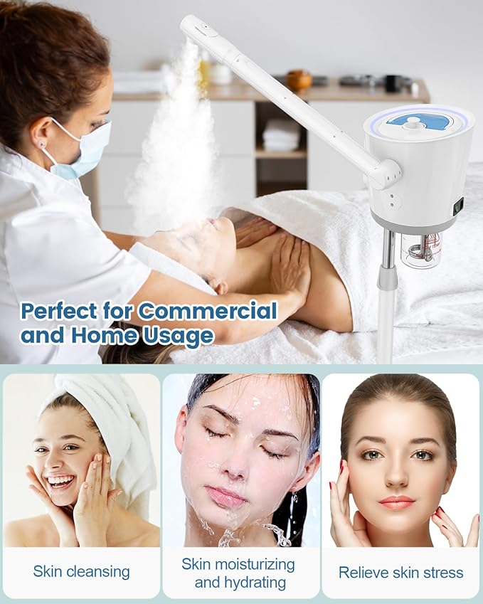 Kingsteam Professional Facial Steamer with Ozone - Ionic Nano Hot Mist Steamer with Large Capacity and 30 Min Timer for Estheticians, Beauty Salons, and Home Skin Care Use-BrightBean Baby