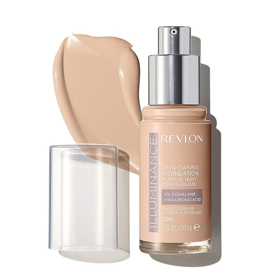 Revlon Illuminance Skin-Caring Liquid Foundation, Hyaluronic Acid, Hydrating and Nourishing Formula with Medium Coverage, 205 Natural Ochre (Pack of 1)-BrightBean Baby