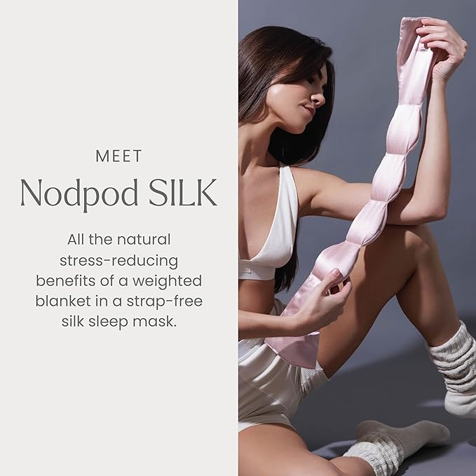 Nodpod Gentle Pressure Silk Sleep Mask | Patented Light Blocking Design for Sleeping, Travel & Relaxation | Bead Filled, Machine Washable (Petal)-BrightBean Baby