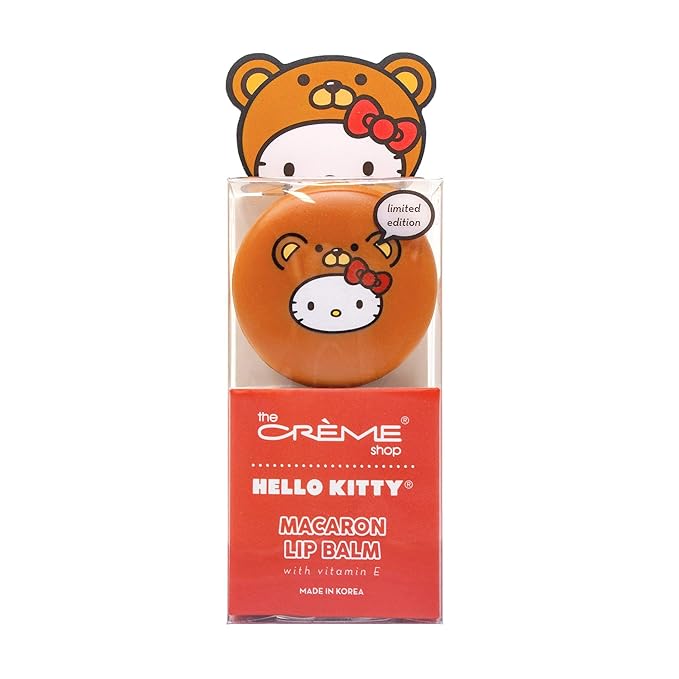 The Crème Shop x Sanrio Hello Kitty Macaron Lip Balm Korean Cute Scented Pocket Portable Soothing Advanced Must-Have on-the-go (Hello Kitty Red Velvet)-BrightBean Baby