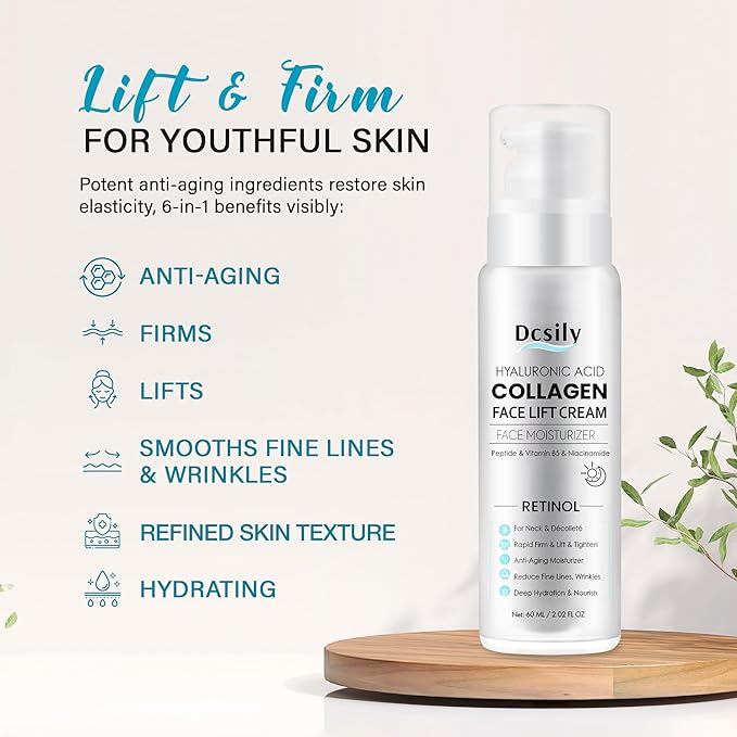 Tighten and Lift Neck Cream: Instant Face Lift Cream - 6-in-1 Anti-Aging Face Moisturizer for Anti-Wrinkle, Firm - Collagen, Retinol, Peptides & Hyaluronic Acid Neck Firming Cream for Skin Care-BrightBean Baby