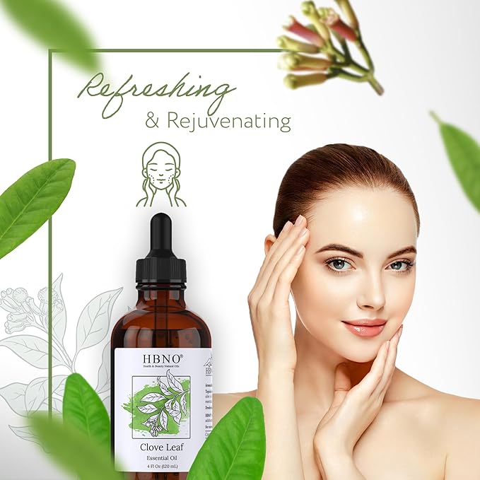 HBNO California Bottled Clove Leaf Essential Oil 4 fl oz (120ml) Value Size - Natural Clove Leaf Oil - Perfect for Cleaning, Aromatherapy, DIY, Soap & Diffuser-BrightBean Baby