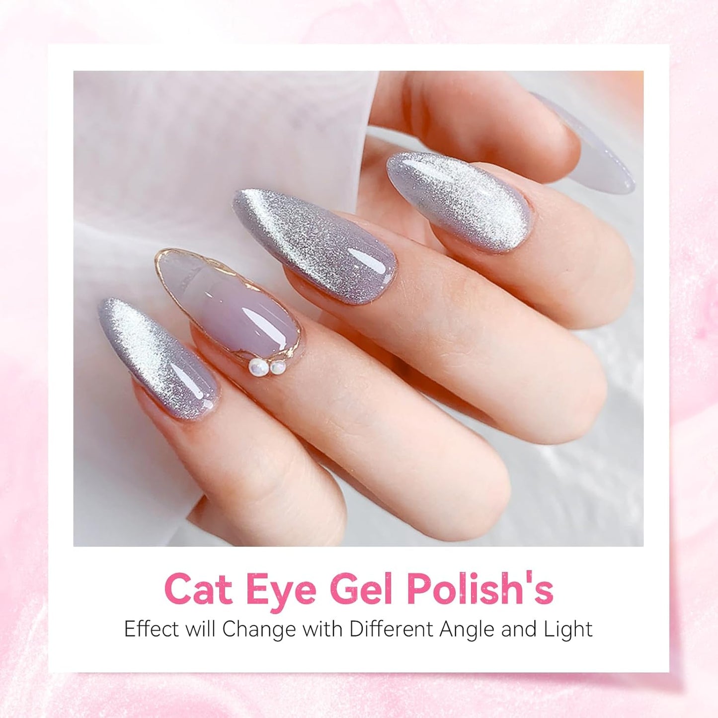 Makartt Universal Silver Cat Eye Gel Polish: Sparkle Glitter Nail Polish Holographic Magnetic Gel with Magnet DIY at Home for Beginner Easy to Use Nail Art Design Manicure 10ml-BrightBean Baby