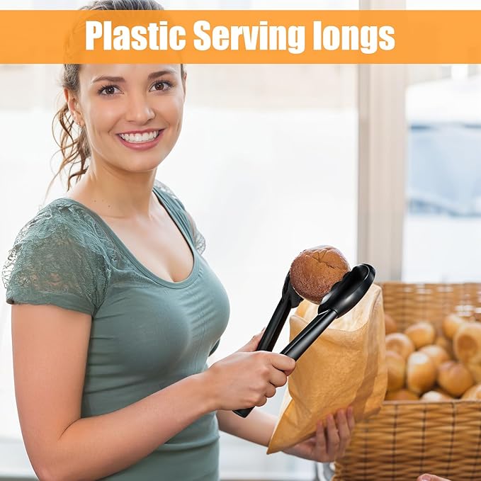 40 Pcs Plastic Serving Tongs Bulk 9 Inch, Reusable Disposable Serving Utensils, Plastic Heavy Duty Salad Tongs for Servings Food Party Buffets Catering BBQ Events Kitchen Weddings Banquets