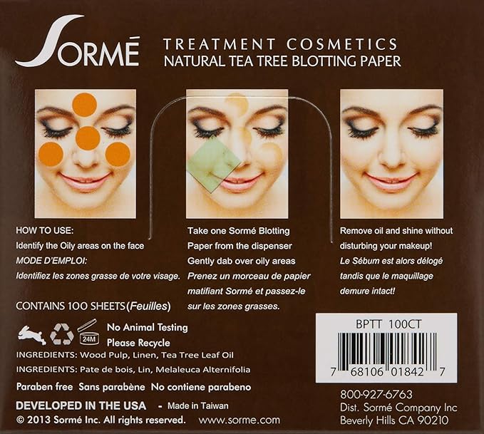 Sorme' Treatment Cosmetics Blotting Paper, Tea Tea, 0.5 oz.-BrightBean Baby