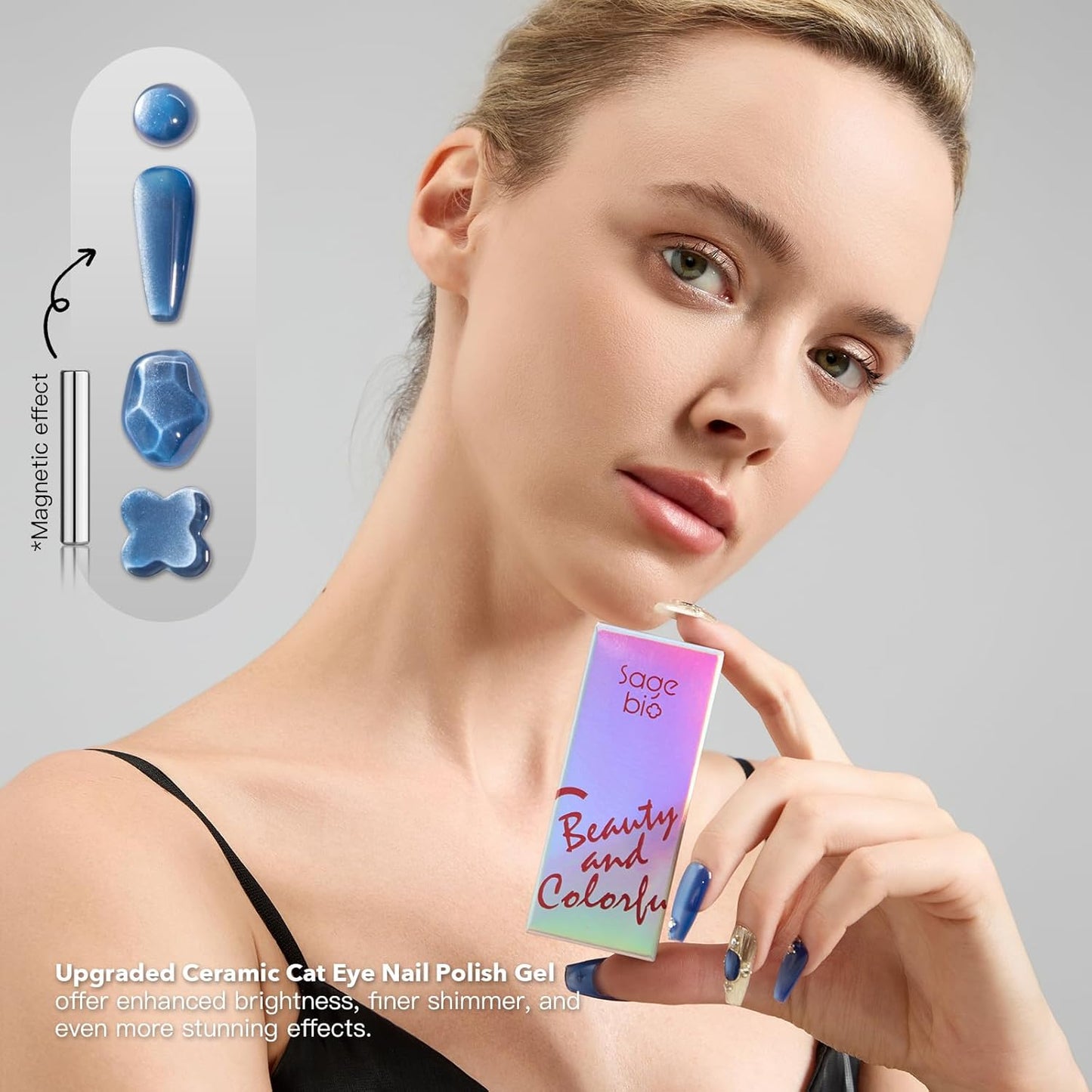 High-Density Cat Eye Gel Nail Polish with Magnet Stick, 15ml Dopamine Color Palette, Magnetic Effect Gel for DIY Manicure, Multiple Color Options - Ocean Luster-BrightBean Baby