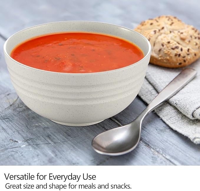 Homestockplus 24 Oz Unbreakable Cereal Bowls Set of 8 - Microwave & Dishwasher Safe Wheat Straw Fiber Bowls for Soup, Rice, Salad - Eco-Friendly and Robust 【Non Ceramic】