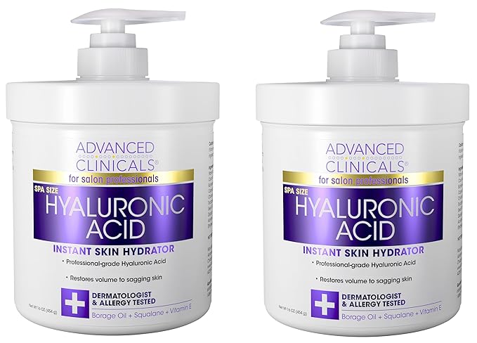 Advanced Clinicals Hyaluronic Acid Body Lotion & Face Moisturizer W/Vitamin E | Hydrating Dry Skin Firming Lotion Minimizes Look Of Wrinkles, Stretch Marks, & Crepey Skin | Skin Care Products, 2pc-BrightBean Baby