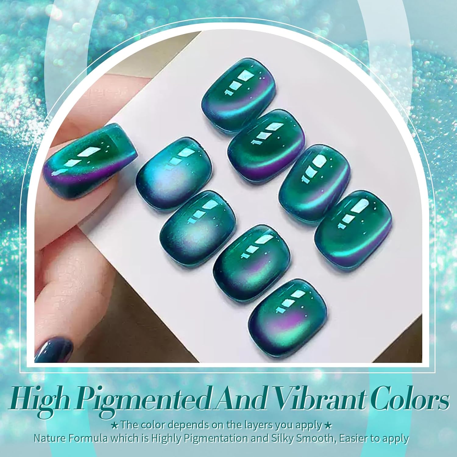 Born Pretty Blue Cat Magnetic Eye Gel Nail Polish Crystal Glass Sea Blue Magnetic Gel Polish Nail Art Manicure DIY at Home 15ML-BrightBean Baby