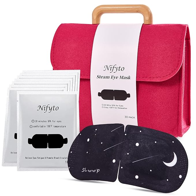 30PCS Steam Eye Mask, Unscented, Travel Bag, Self-Heating Eye Mask, Eye SPA Mask, Relieve Eye Strain Fatique, Dark Circles,Puffiness-Barbie Pink(30pcs)…-BrightBean Baby