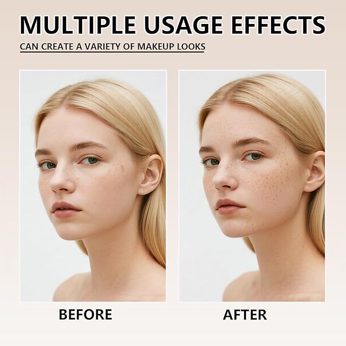 Freckle Stamp Pen, Waterproof Fake Freckles Makeup Tool, Upgrade Liquid Faux Freckles Pen, Quick-Dry, Long-Lasting, Lifelike, Natural Sunkissed Makeup, with Multi-Prong Precision Stamp Head (Medium)-BrightBean Baby