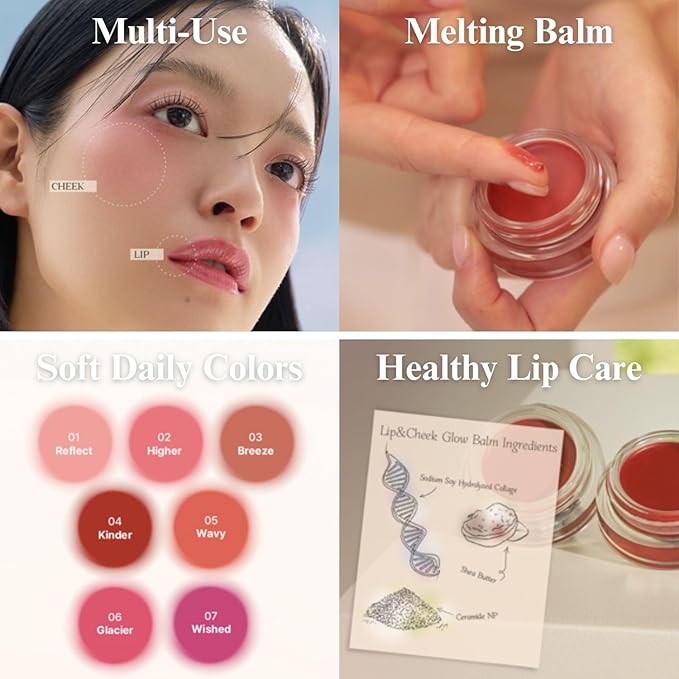 EGLIPS Lip & Cheek Glow Balm - Multi-Use Tinted Melting Balm Blush for Lips & Cheeks Builable and Blendable Texture (05 WAVY, 0.18 oz)-BrightBean Baby
