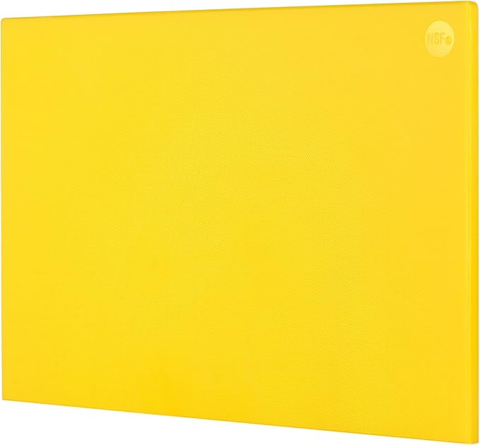 CURTA Cutting Boards for Kitchen, 24" x 18" x 0.5" Yellow Color Coded Plastic Commercial Chopping Board Anti Slip Surface Dishwasher Safe