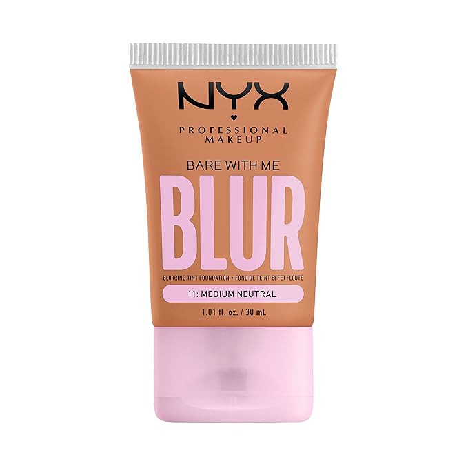 NYX PROFESSIONAL MAKEUP Bare With Me Blur Skin Tint Foundation Make Up with Matcha, Glycerin & Niacinamide - Medium Neutral-BrightBean Baby