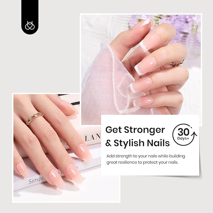 Beetles Builder Gel 2Pcs Clear 7 in 1 15ml Builder Gel Set for Nail Extension Building Nail Apex Strengthen Thin Nails DIY Salon at Home Nail Art Design for Women-BrightBean Baby
