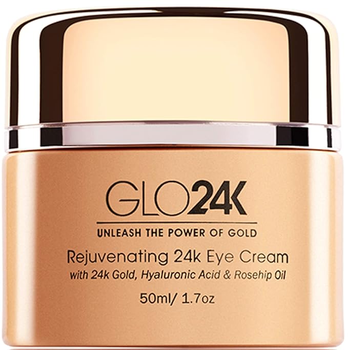 GLO24K Eye Cream with 24k Gold, Hyaluronic Acid, Rosehip Oil, and Vitamins. Minimizes wrinkles and fine-lines around the eyes-BrightBean Baby