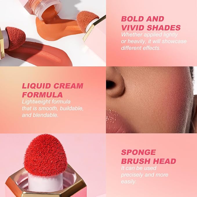 YOUNG VISION Liquid Cheek Blush -Soft Cream Rouge/Blusher Makeup, Buildable Gel-Cream Formula, Long-Wearing, Dewy Finish-BrightBean Baby