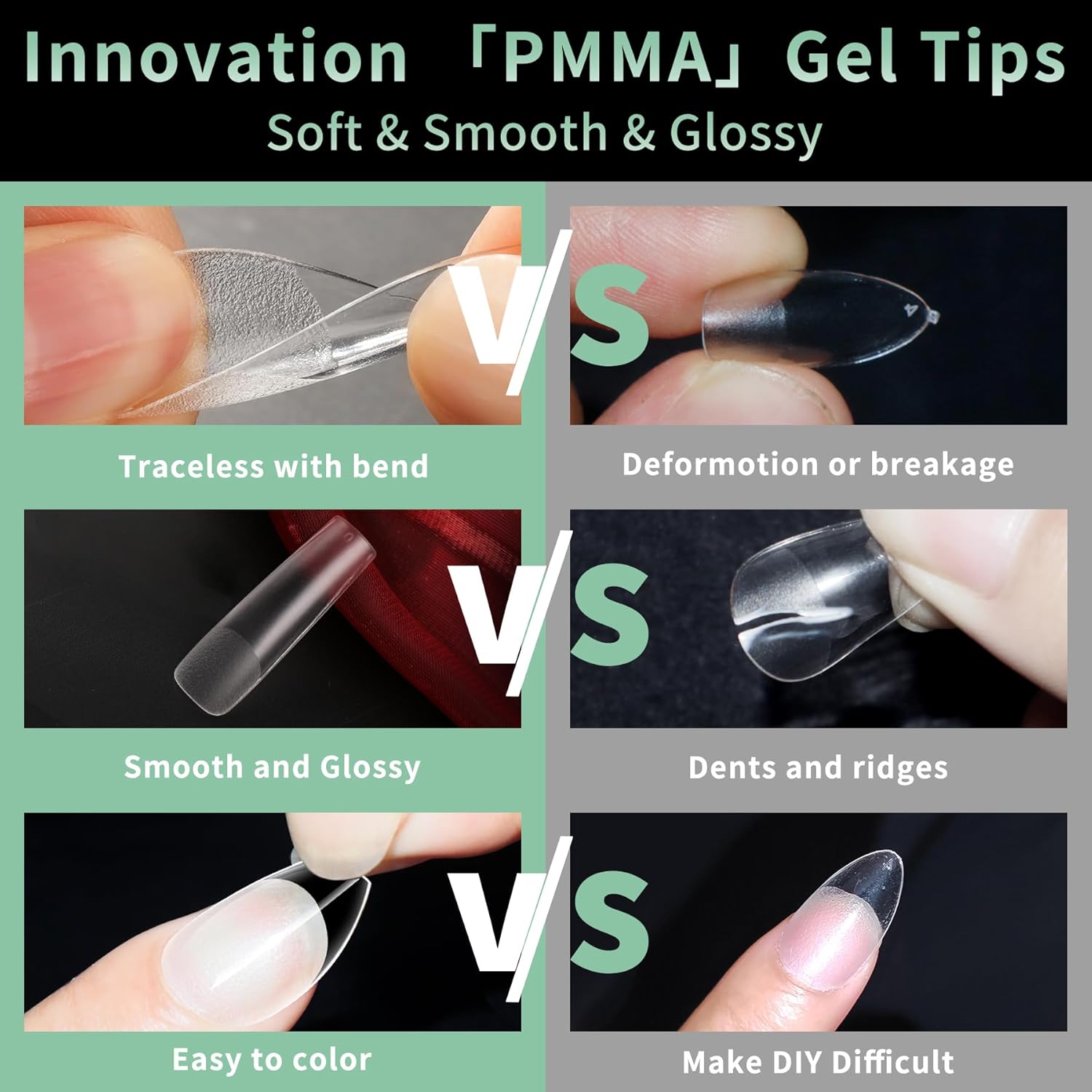 XXL Long Square Nail Tips, 120pcs Acrylic Fake Nails Gel Nail Tips Soft, Full Cover Pre-Shaped Matte Clear Press on Nails for Extension, Diy at Home Manicure 12 Sizes-BrightBean Baby