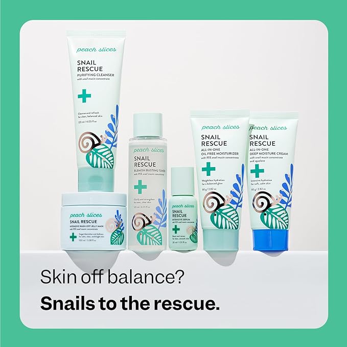 Peach Slices | Snail Rescue Intensive Treatment Wash-Off Face Mask | 95% Snail Mucin | For Dark Spots & Blemishes | Refreshing & Calming Mask | Clear, Radiant, & Hydrated Skin | Skin Care | 3.38 oz-BrightBean Baby