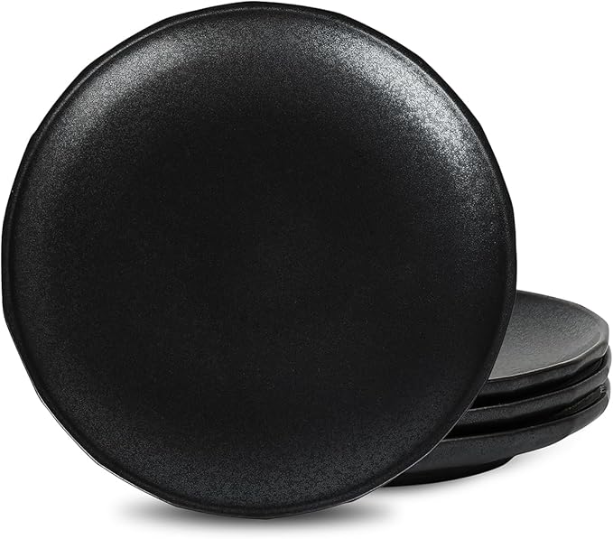 Stone Lain Rio 4-Piece Salad Plate Set Stoneware, Black