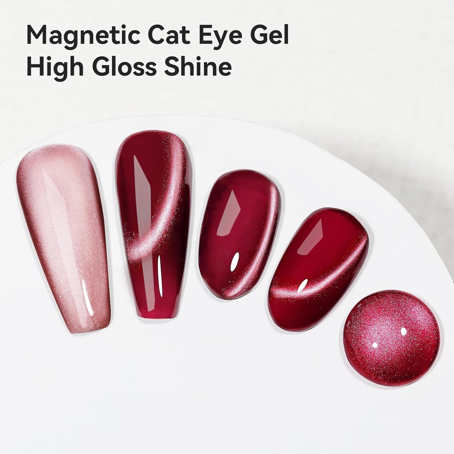 Cat Eye Gel Nail Polish, Burgundy Red Glitter Magnetic Gel Polish Moonlight, Cateye Gel Polish With Magnet Wine Red Holographic Shimmer UV Velvet Manicure Salon DIY Home, 12ML-BrightBean Baby