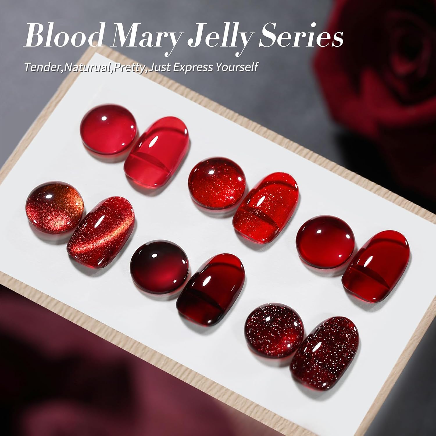 Born Pretty Jelly Burgundy Gel Nail Polish Halloween Ruby Blood Red Glitter Cat Magnetic Eye Gel Nail Polish Cherry Wine Red Gel Polish Collection Soak Off U v Led Gel Nail Kit Minicure DIY Gift 6PCS-BrightBean Baby
