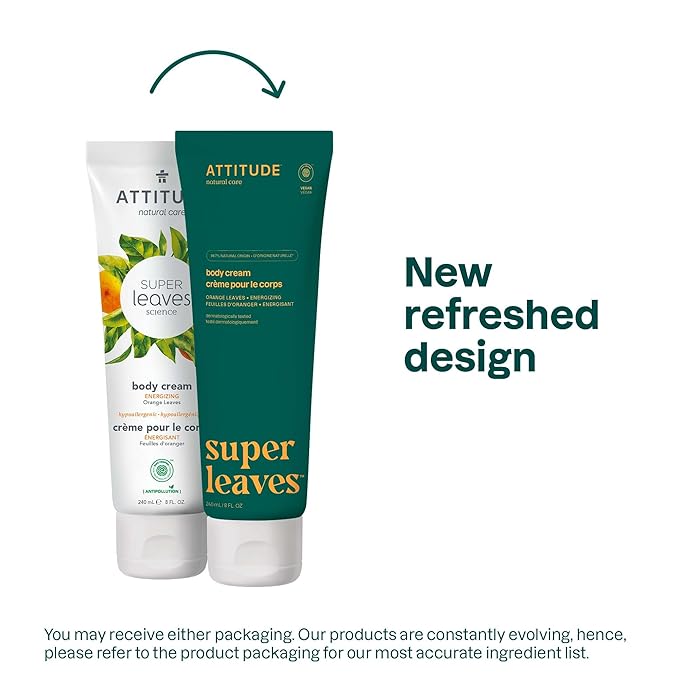 ATTITUDE Body Cream, Moisturizer for Dry Skin, EWG Verified, Vegan & Dermatologist-Tested, Deep Hydration, Orange Blossom & Eucalyptus Scent, 8 Fl Oz (Pack of 6)-BrightBean Baby