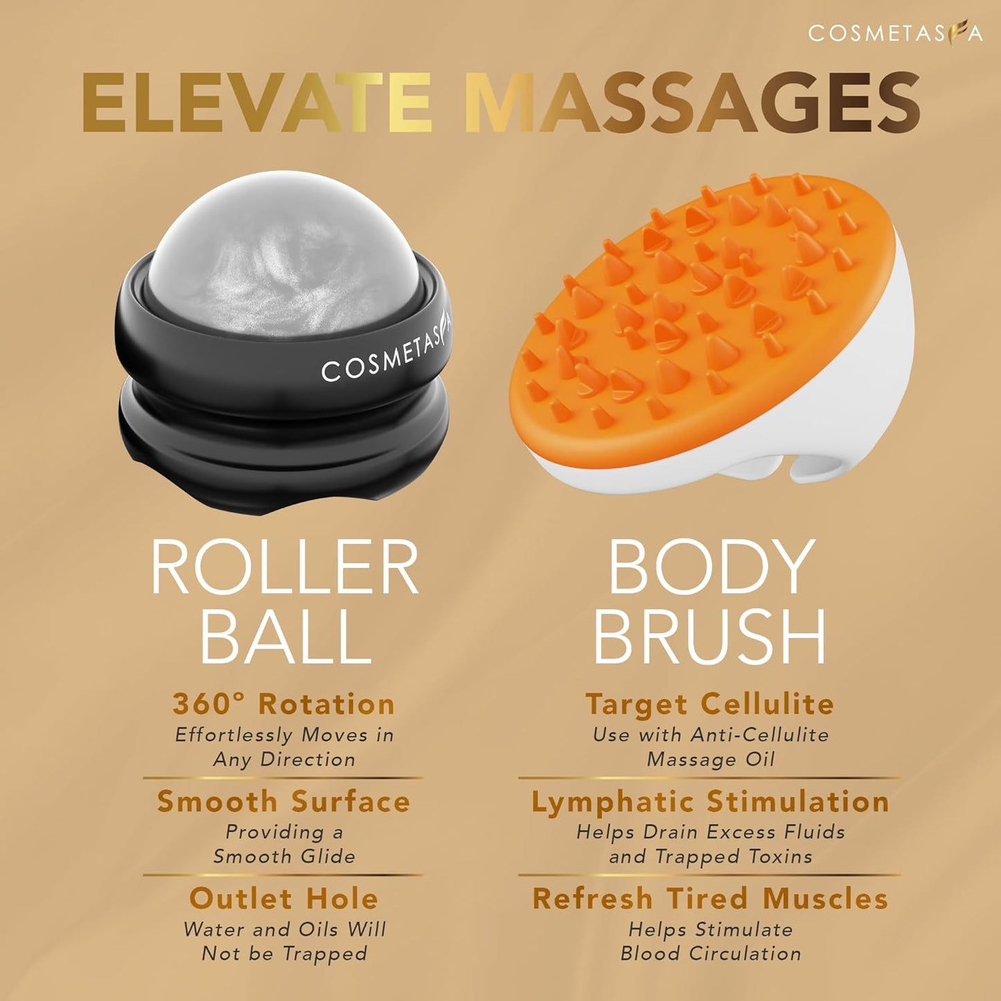 Cosmetasa Body Massage Oil for Massage Therapy Kit - Arnica Sore Muscle Massage Oil, Cellulite Massage Oil, Lavender Massage Oil, Skin Massage Roller Ball, Massager Mitt - Relaxing Luxury Spa Gift Set-BrightBean Baby