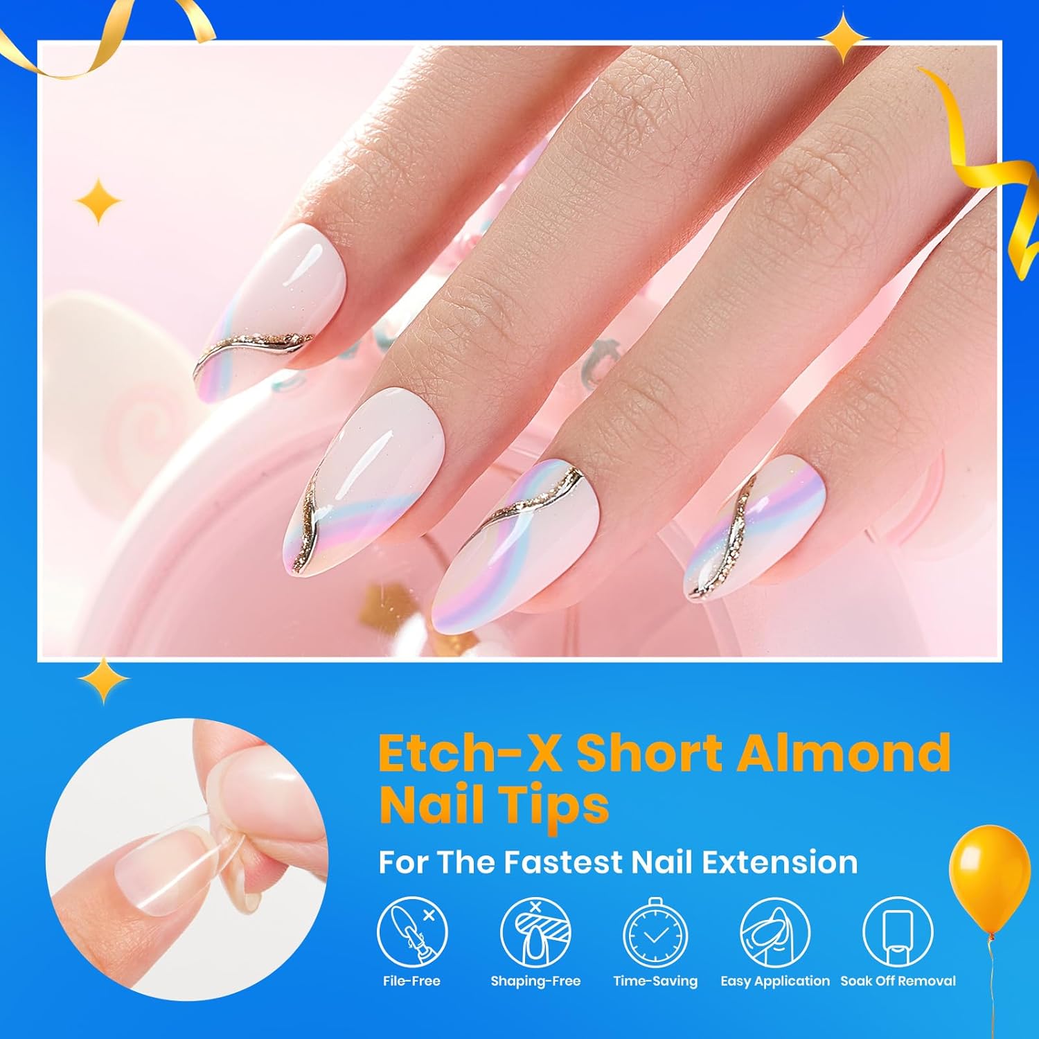 Beetles Short Almond Nail Tips: 12 Sizes 288 PCS Half Matte Full Cover Gel Tips Clear Acrylic Gel Nail Tips Almond Shape for DIY Extension-BrightBean Baby