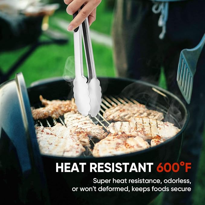 Kitchen Tongs for Cooking,Maywe Tanso 12-Inch Stainless Steel Locking Cooking Tongs Food Tongs for Cooking,Grilling,Salad and Serving Food | Heavy Duty,Non-Stick,Black