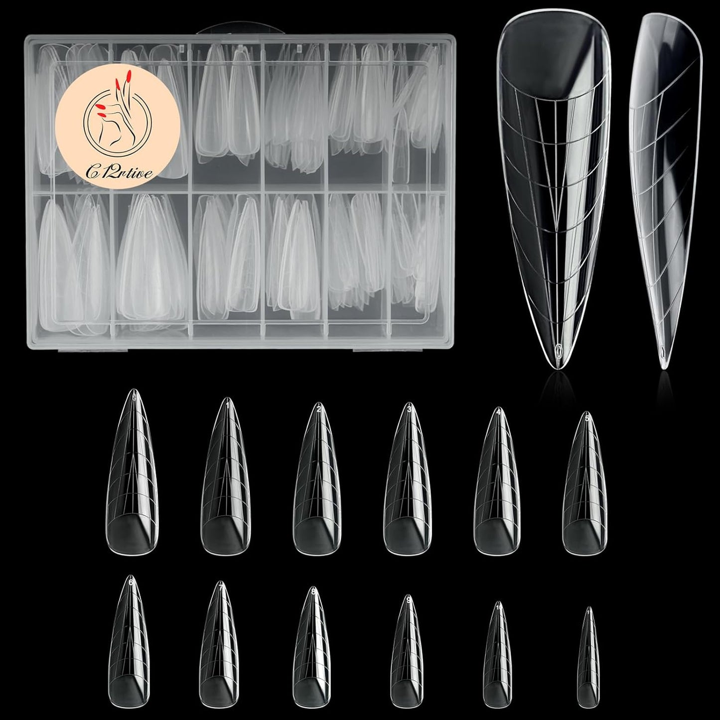 120Pcs Matte Dual Nail Forms,Long Almond Extension Poly Nail Gel Nail Forms Full Cover Nail Molds 12 Sizes for Solid Nail Gel Glue Nail Art Design Salon&DIY-BrightBean Baby