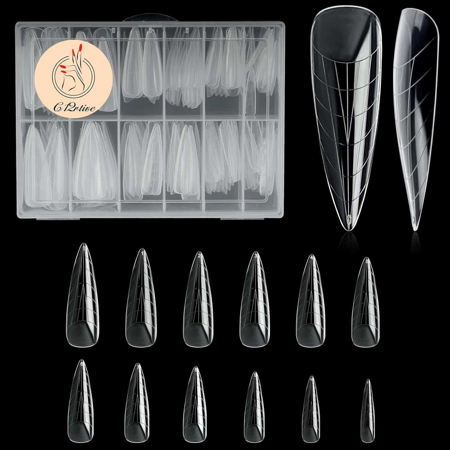 120Pcs Matte Dual Nail Forms,Long Almond Extension Poly Nail Gel Nail Forms Full Cover Nail Molds 12 Sizes for Solid Nail Gel Glue Nail Art Design Salon&DIY-BrightBean Baby