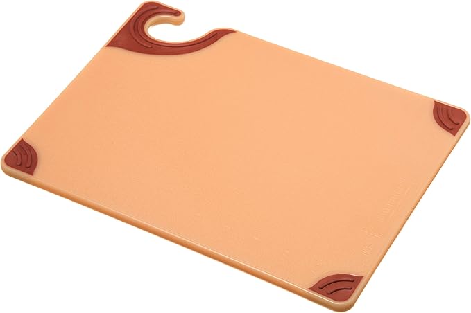 San Jamar Saf-T-Grip Plastic Cutting Board with Safety Hook, 9" x 12" x 0.375", Brown