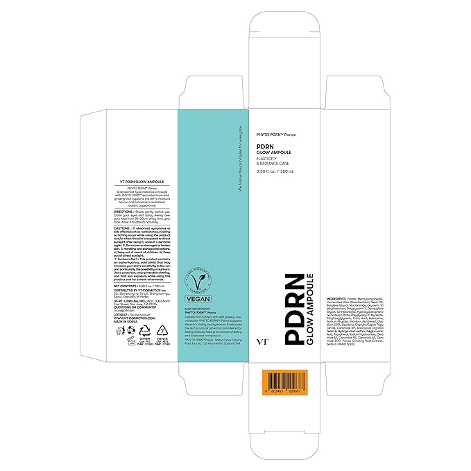 VT COSMETICS PDRN Glow Ampoule, PDRN Facial Mist, Deep Hydration Spray Serum, Vegan Skin Care, Light-weight Face Moisturizer, Plumping Effect, Fragrance-Free, Korean SkinCare (3.38 fl oz / 100 ml)-BrightBean Baby