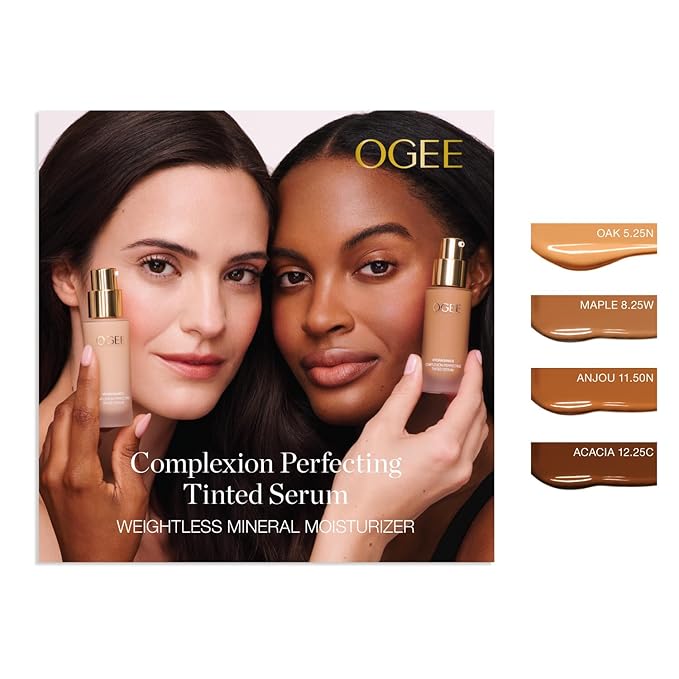 Ogee Complexion Perfecting Liquid Foundation - Lightweight Tinted Moisturizer For Face (Maple 8.25W - Medium Deep, Golden Bronze Undertones) - with Vitamin C & Jojoba Oil - Certified Organic-BrightBean Baby