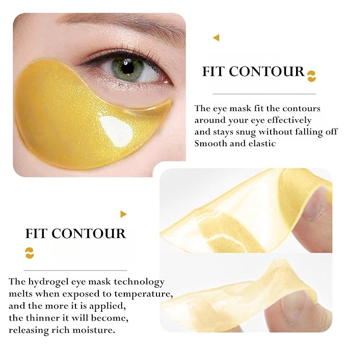 Under Eye Patches - 24K Gold Eye Mask,Moisturizing Serum for Firming, Brightening, and Relieving Eye Fatigue - Under Eye Patches for Dark Circles and Puffiness (gold)-BrightBean Baby