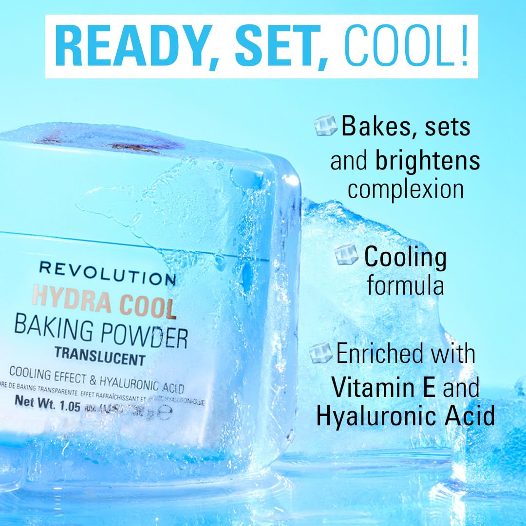 Revolution Beauty London, Hydra Cool Cooling Loose Baking Powder, Makeup Setting Powder for Hydrating Skin, Enriched with Hyaluronic Acid, Vegan & Cruelty-Free, 1.05 oz-BrightBean Baby