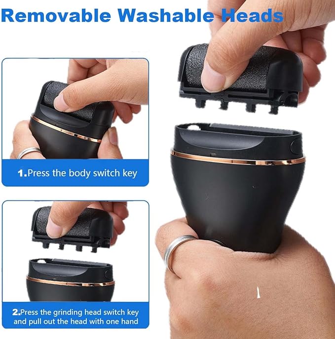 Electric Foot Callus Remover, Portable Electric Foot File with 15 in 1 Professional Pedicure Kits, Rechargeable Pedicure Tools for Foot Care, Waterproof Remover Cracked Feet & Dead Skin (Black)-BrightBean Baby