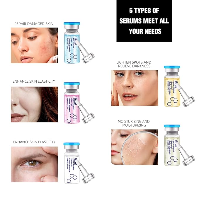 BB Facial Glow Starter Kit Facial Pigment Serum Treatment Kit,Anti-Aging Serum Pigments Set for Micro-needling Skin Treatment 10 Vials 5ml Hyaluronic Acid Ampoule foundation Essence Skin-BrightBean Baby